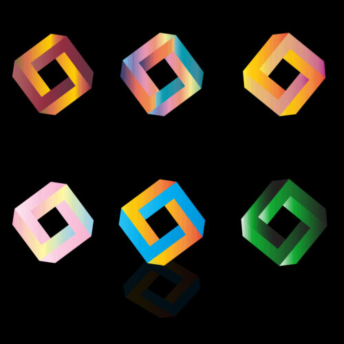 3D abstract shapes with gradient